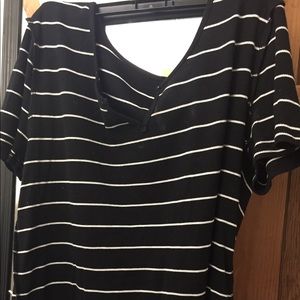 ribbed black and white striped shirt